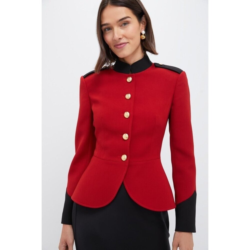 NWT TUCKERNUCK Ada in Carmine Black Military Gold Button Jacket XL
